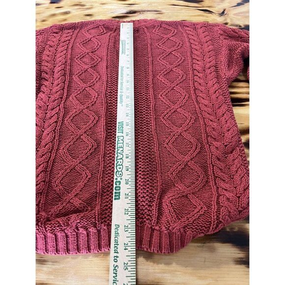 LITTLE WOOD GREEN Red/Orangeish Sweater Women Chunk Cable Knit Size Small VTG - Picture 7 of 11